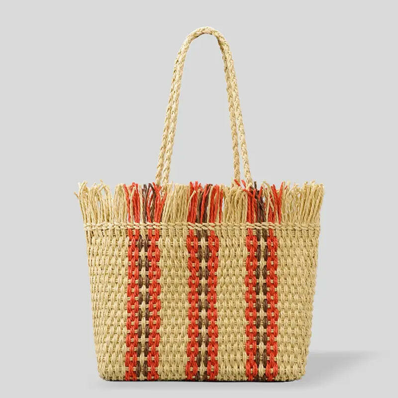 Large Capacity Straw Braided Bag.