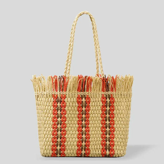 Large Capacity Straw Braided Bag.