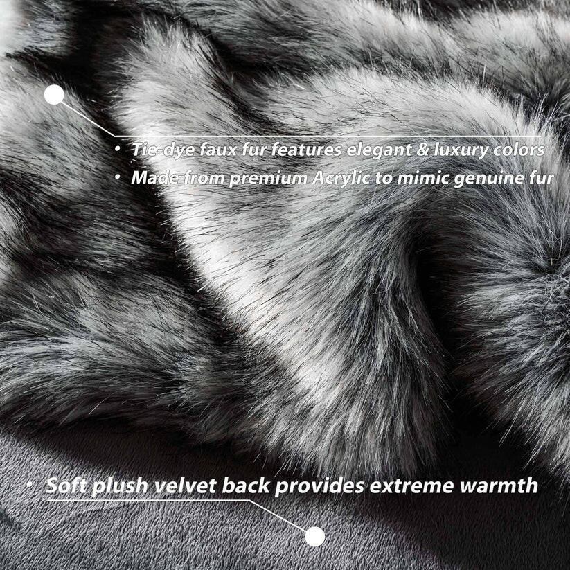 Luxury Faux Fur Throw Blanket Slate.