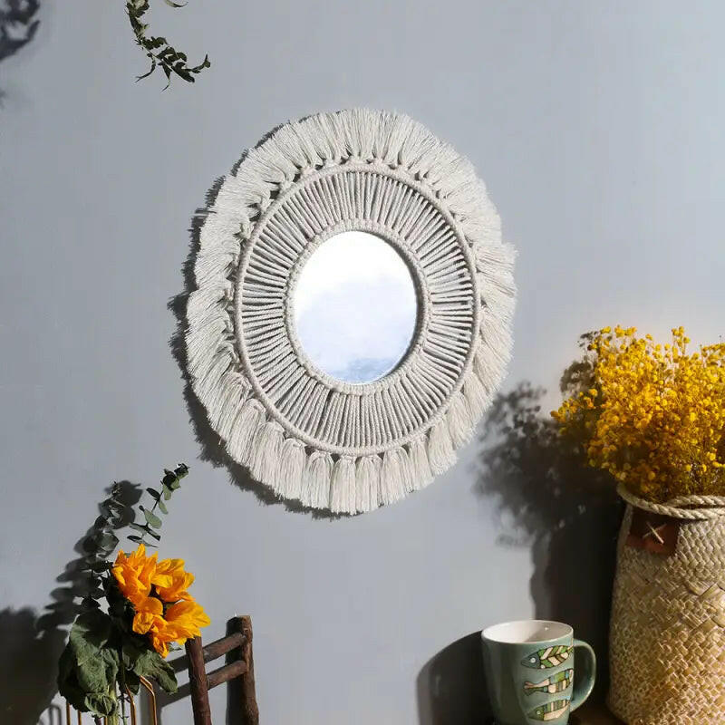 Macrame Mandala Hanging Wall Mirror.