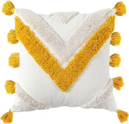 Morocco Tassel Square Throw Pillow Case.