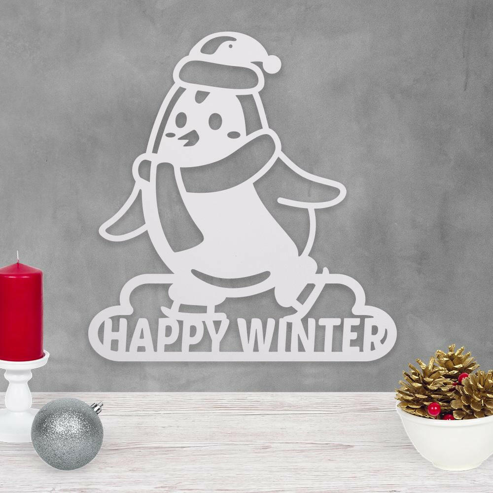 Happy Winter Penguin - Metal Wall Art/Decor.