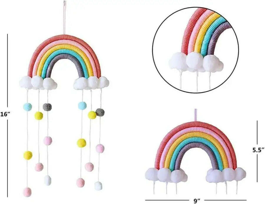 Rainbow Macrame Pendant Wall Decoration.