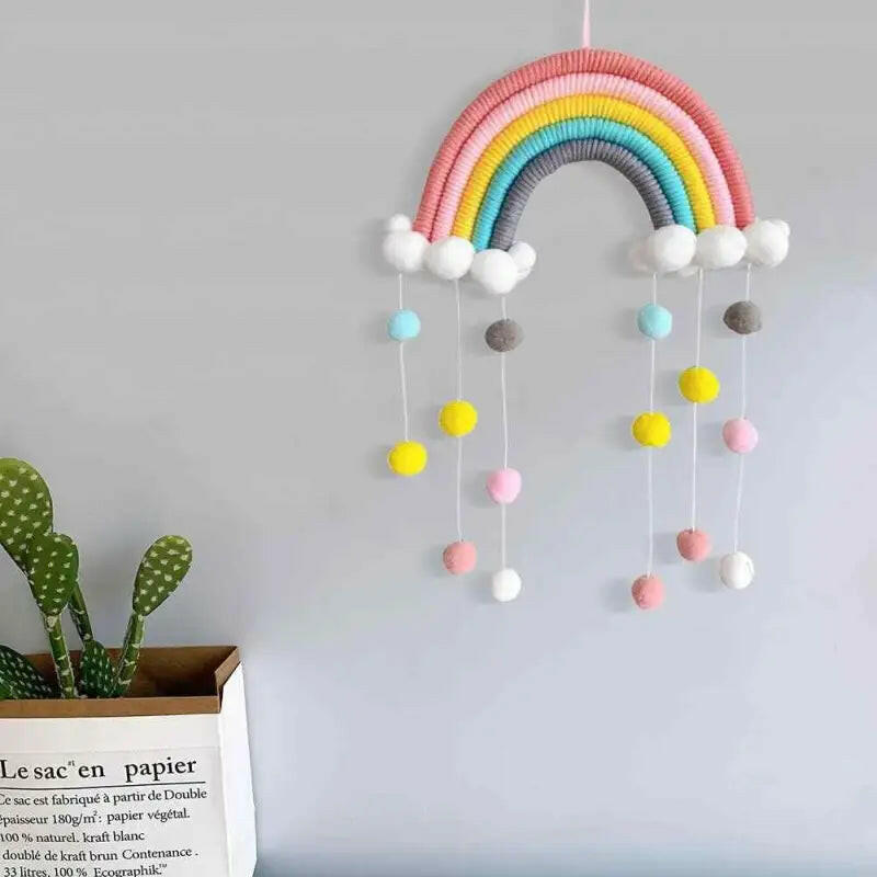 Rainbow Macrame Pendant Wall Decoration.