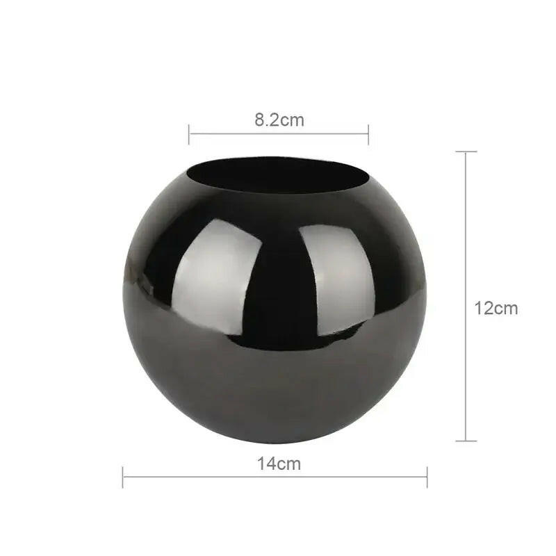 Round Glossy Metal Vase.