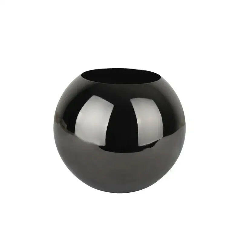 Round Glossy Metal Vase.