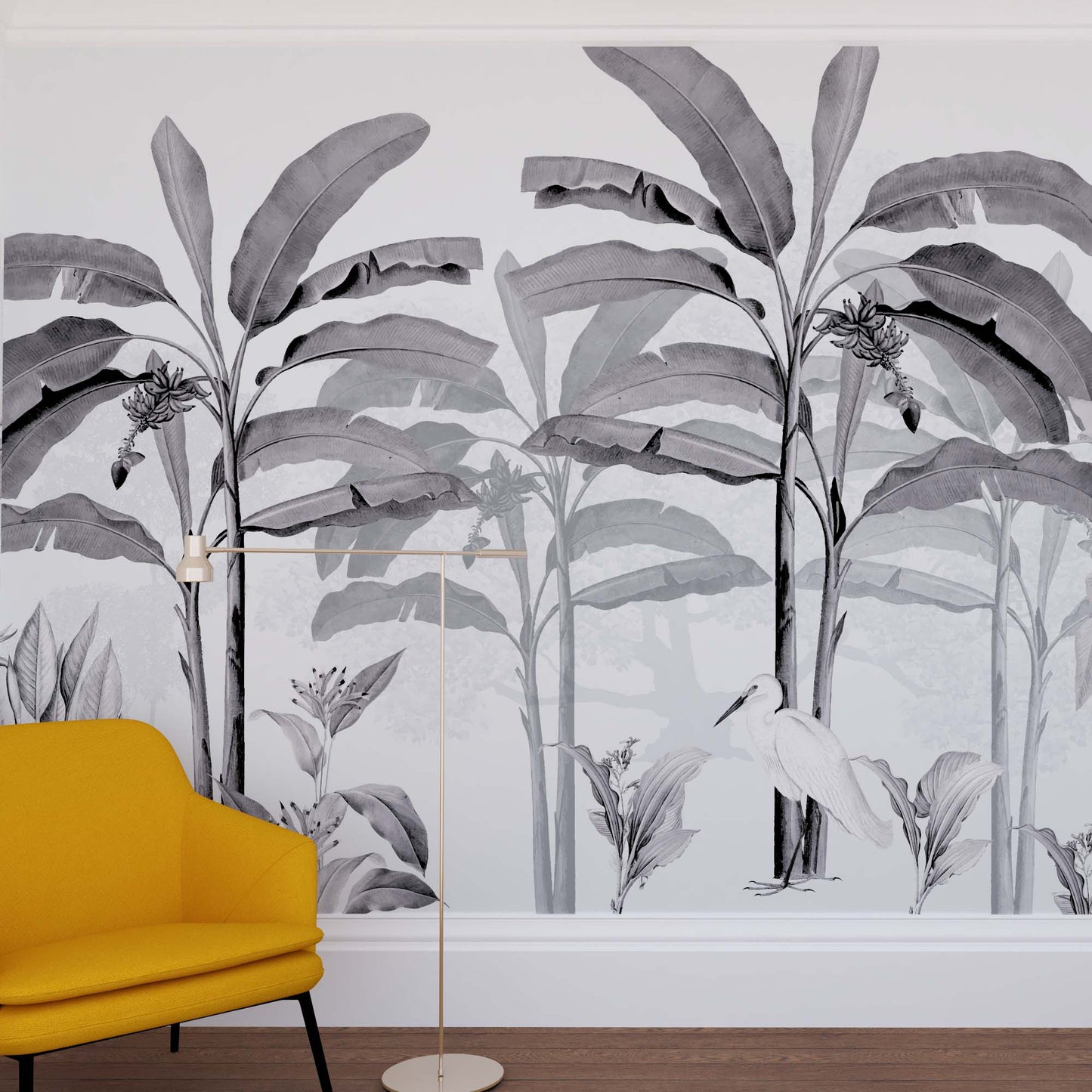 Tropical Jungle Wallpaper-Grey