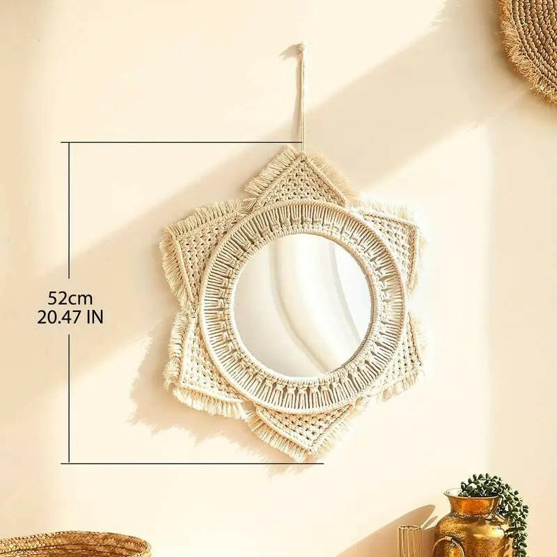 Macrame Hanging Decorative Wall Mirror.