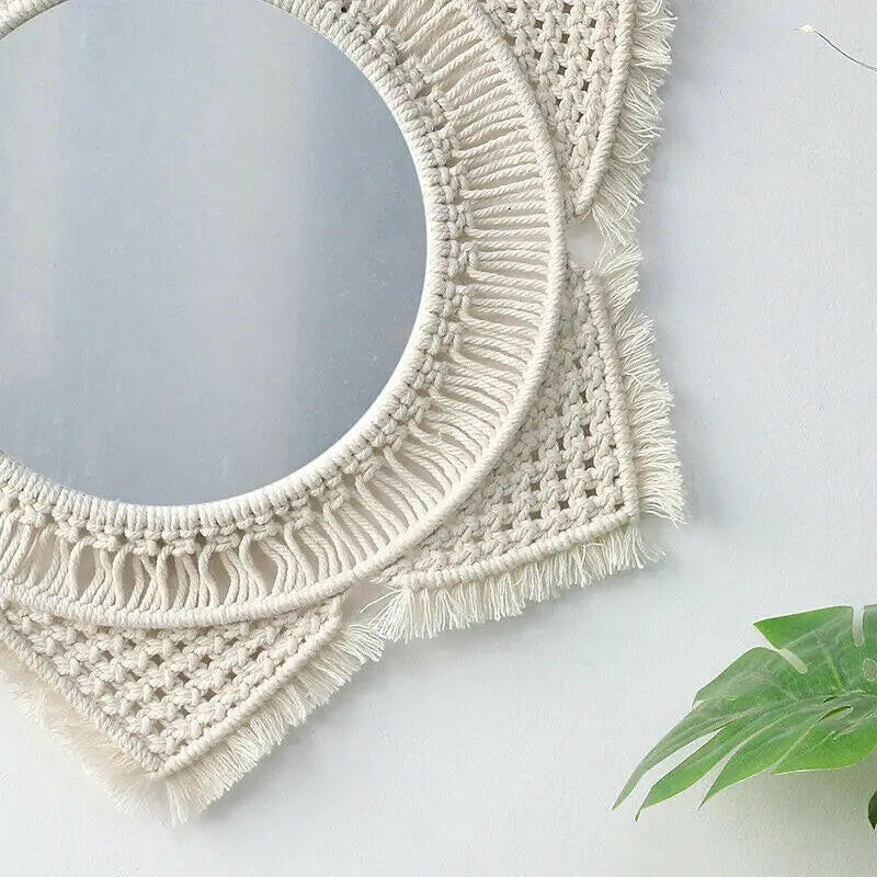 Macrame Hanging Decorative Wall Mirror.