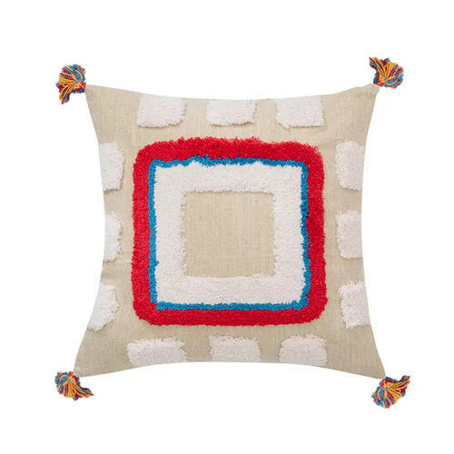 Tassel Tufted Knitted Cushion Cover.