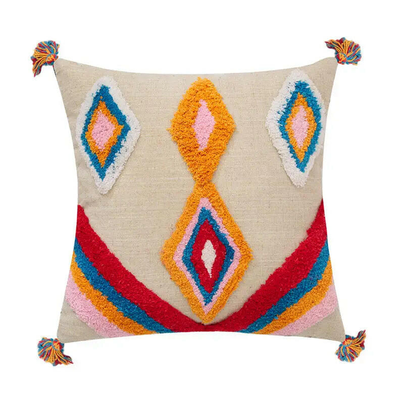 Tassel Tufted Knitted Cushion Cover.