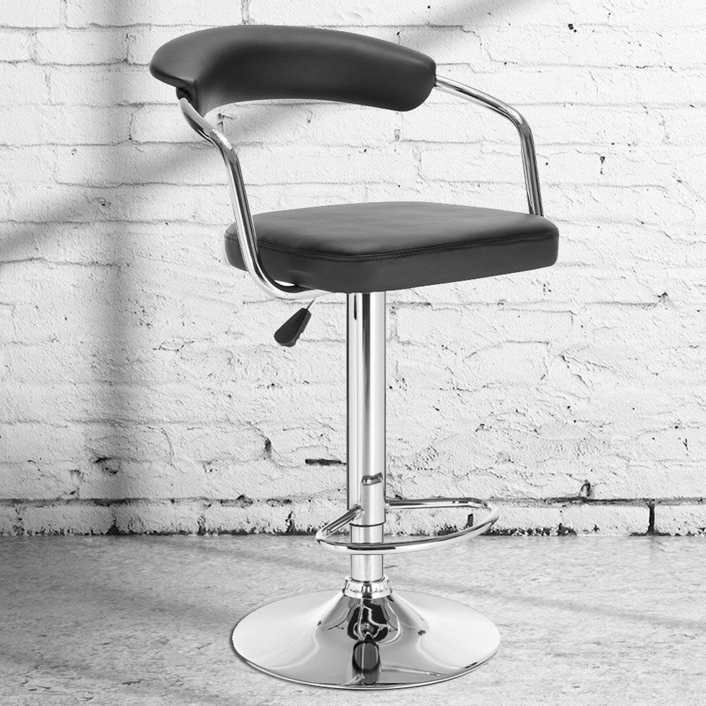 Black Lola Adjustable Barstool Swivel Stool Chrome Pu Leather.