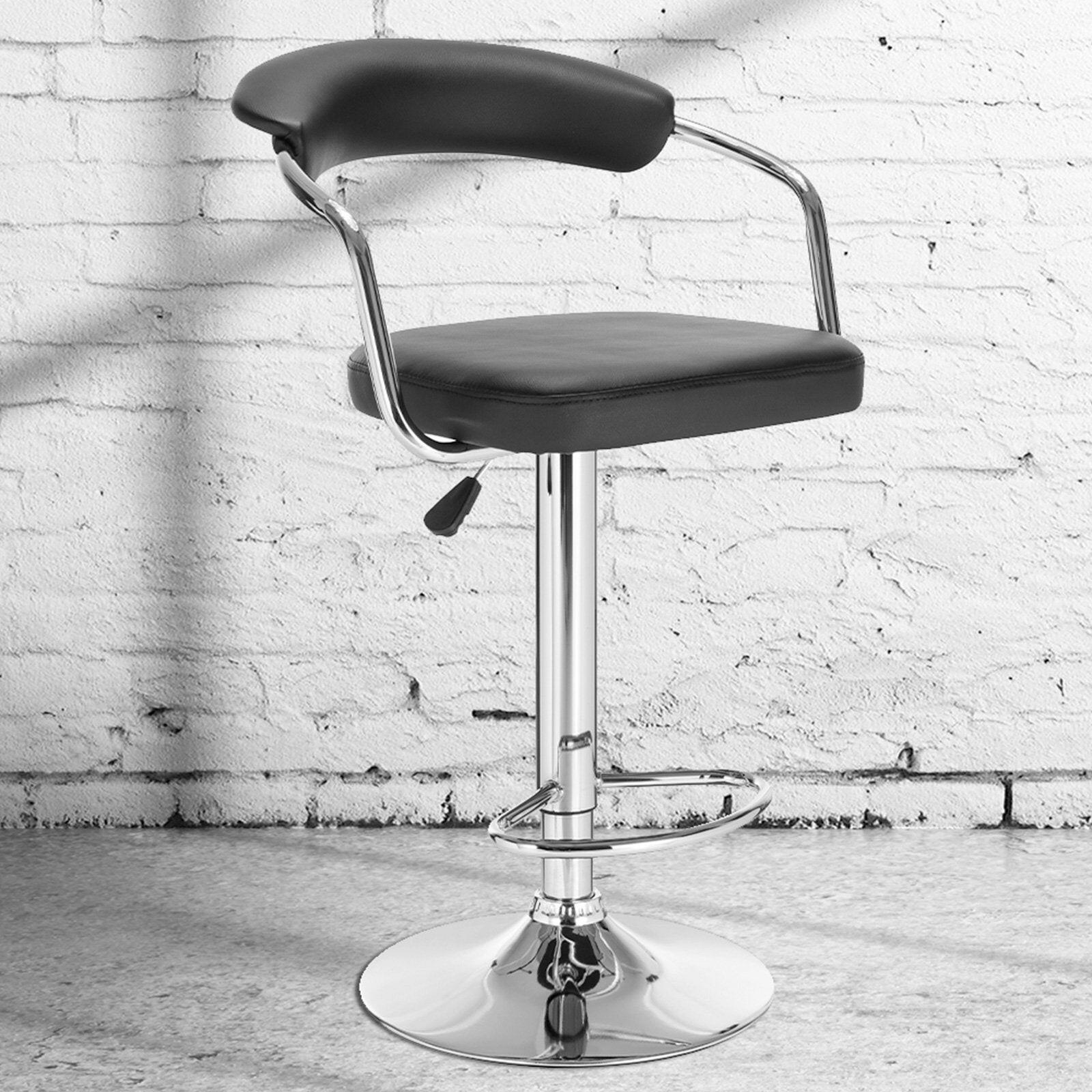 Black Lola Adjustable Barstool Swivel Stool Chrome Pu Leather.